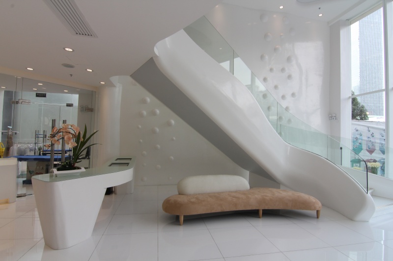 custom-fabricated solid surface stair